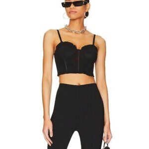 Superdown Black Ruffled Oaklynn Bustier Spaghetti Straps & Back Zipper Closure M